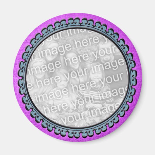 パープル&ティール(緑がかった色)フォト磁石 マグネット (正面)