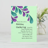 パープル&ティール（緑がかった色）プはっきりしたルムホリデーパーティー招待状 招待状 (スタンド正面)