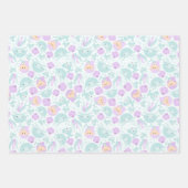 パープル&ティール（緑がかった色）マーメイドパーティー ラッピングペーパーシート (正面)