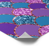 パープル&ティール(緑がかった色)マーメイド誕生日ウェルカムサイン ポスター (角)