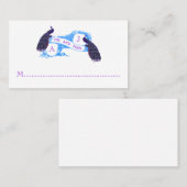 パープル、ティール（緑がかった色）ヴィンテージピーコッ結婚クの座席表 プレイスカード (正面/裏面)