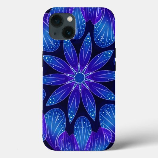 パープル&ティール(緑がかった色)花びらマンダラ Case-Mate iPhoneケース (裏面)
