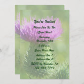 パープル・ディステル・フラワー・パーティー 招待状 (正面/裏面)