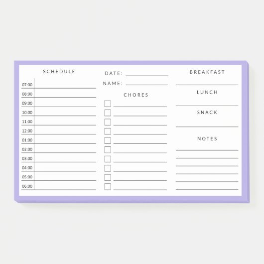 パープル·デ縁どイリー·ホーム·スクール·スケジュール ポストイット (正面)
