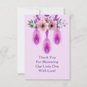 パープル ドリームキャッチャー フラワー付き サンキューカード (正面)