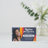 パープル&ナビーブルーアフリカヘアーブレイディングサロン 名刺 (スタンド正面)