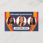 パープル&ナビーブルーアフリカヘアーブレイディングサロン 名刺 (裏面)