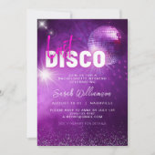 パープル ネオン ピンク ラスト ディスコ バチェロレッテ ウィークエンド 招待状 (正面)