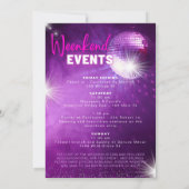 パープル ネオン ピンク ラスト ディスコ バチェロレッテ ウィークエンド 招待状 (裏面)