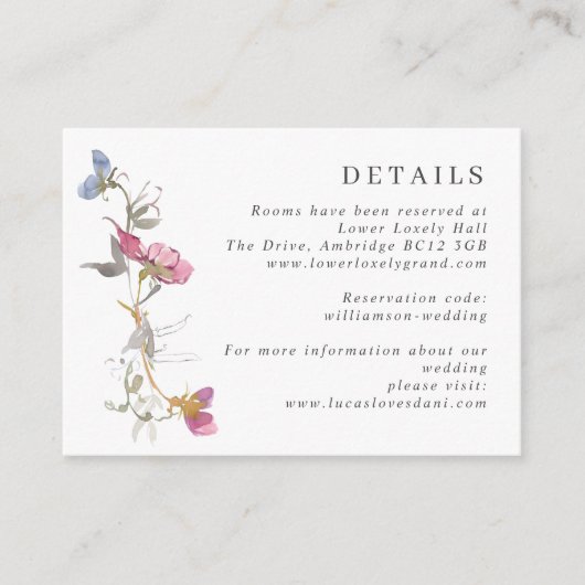 パープル&バイオレットスイートピー結婚ズ詳細エンクロシュール エンクロージャーカード (正面)