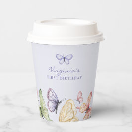 パープル・バタフライバースデー 紙コップ