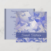 パープル バタフライ バブル スター スウィート シックスティーン 招待状 (正面/裏面)