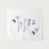 パープル バタフライ ピンク ベイビー シャワー オー ベイビー モダン タペストリー (正面(横))