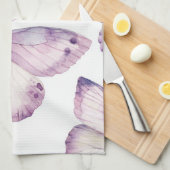 パープル バタフライ 水彩 エレガント オーダーメイド ネーム キッチンタオル (四つ折り)