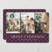 パープル バッファロー プライド フォト コラージュ クリスマス カード (正面/裏面)