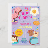 パープル·バースデー·ブランチの招待状。立ち上がって輝く 招待状 (正面)