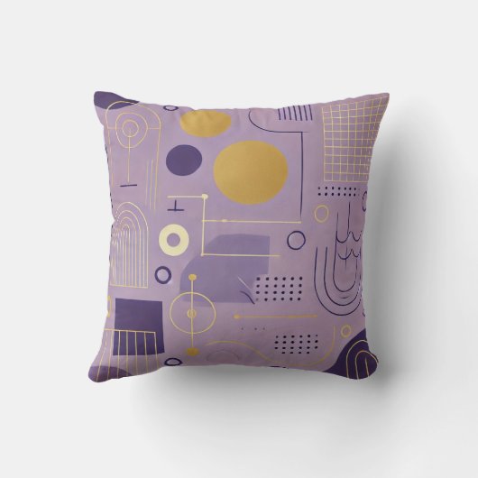 パープル&パーソナライズされた金ゴールドスカンジナビアのミニマリスト クッション (裏面)