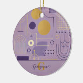 パープル&パーソナライズされた金ゴールドスカンジナビアのミニマリスト セラミックオーナメント (左)