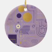 パープル&パーソナライズされた金ゴールドスカンジナビアのミニマリスト セラミックオーナメント (裏面)