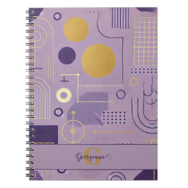 パープル&パーソナライズされた金ゴールドスカンジナビアのミニマリスト ノートブック