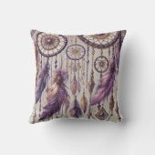 パープル&パーソナライズされた金ゴールドボホドリームキャッチャー クッション (裏面)