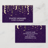 パープル | パーティーポップと紙吹雪 名刺 (正面/裏面)