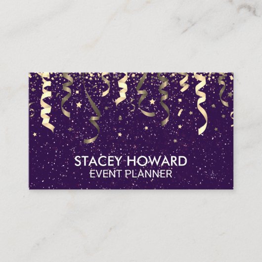 パープル | パーティーポップと紙吹雪 名刺 (正面)