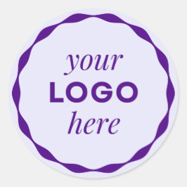 パープル ビジネス ロゴ スカロップ 円形 ステッカー