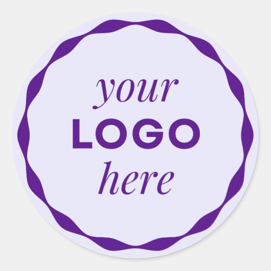 パープル ビジネス ロゴ スカロップ 円形 ステッカー (正面)