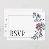 パープル ピオニー ウェディング  RSVP カード (正面/裏面)