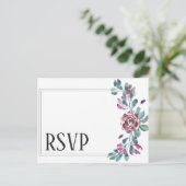 パープル ピオニー ウェディング  RSVP カード (スタンド正面)