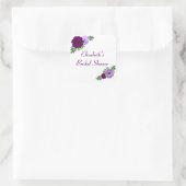 パープル ピオニー フラワーブライダルシャワー スクエアシール (バッグ)