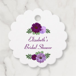 パープル ピオニー フラワーブライダルシャワー フェイバータグ