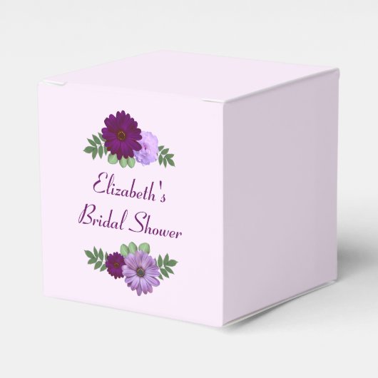 パープル ピオニー フラワーブライダルシャワー フェイバーボックス (正面サイド)