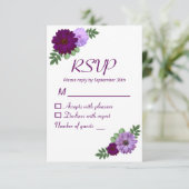パープル ピオニー フラワーブライダルシャワー 出欠カード (スタンド正面)