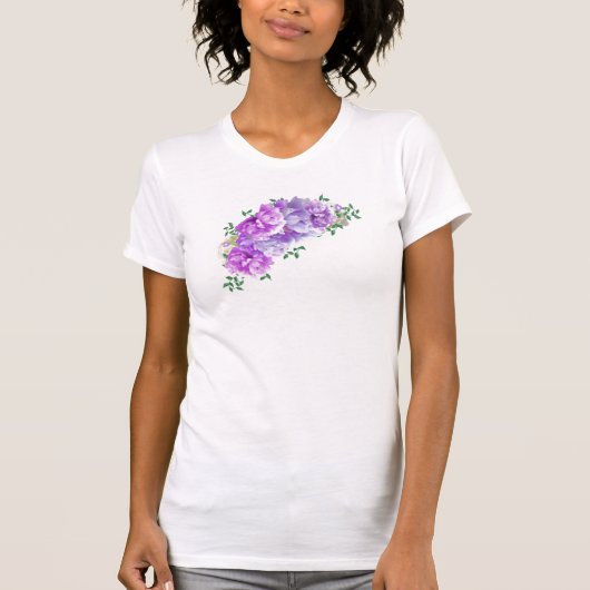 パープル ピオニー フラワー スワッグ Tシャツ (正面)