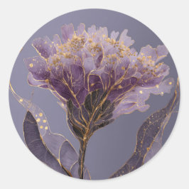 パープル・ピオニー（ボタン）の花にインスパイアされたゴールドのアクセント ラウンドシール