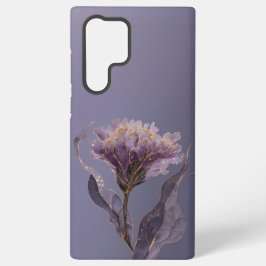 パープル・ピオニー（ボタン）の花にインスパイアされたゴールドアクセントのデザイン SAMSUNG GALAXY S22 ULTRAケース