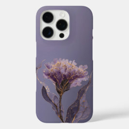 パープル・ピオニー（ボタン）の花にインスパイアされたゴールドアクセント入りフラワー柄 iPhone 16 PROケース