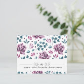 パープル ピオニー 水彩 Save the Date ポストカード (スタンド正面)