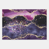 パープル&ピンクと金ゴールドフェイクグリッターアゲート ラッピングペーパーシート (正面2)