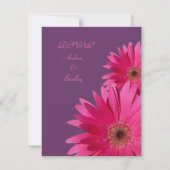 パープル＆ピンクのゲルベラデイジー結婚式返信カード 出欠カード (裏面)