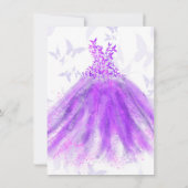 パープル＆ピンクのバタフライダンスドレスのキンセアニエラ 招待状 (裏面)