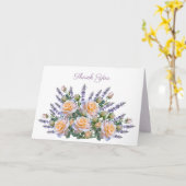 パープル&ピンクのフローラブーケをカスタマイズありがとう カード (黄色い花)