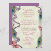 パープル/ピンクの孔雀の招待状 招待状 (正面/裏面)