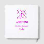 パープル ピンクの弓 ブライダルシャワー 名前を追加 ゲストブック (裏面)