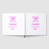 パープル ピンクの弓 ブライダルシャワー 名前を追加 ゲストブック (全面)