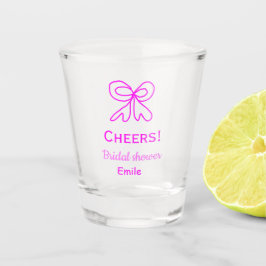 パープル ピンクの弓 ブライダルシャワー 名前を追加 ショットグラス