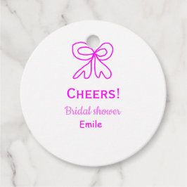 パープル ピンクの弓 ブライダルシャワー 名前を追加 フェイバータグ