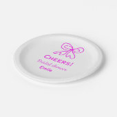 パープル ピンクの弓 ブライダルシャワー 名前を追加 ペーパープレート (アングル)